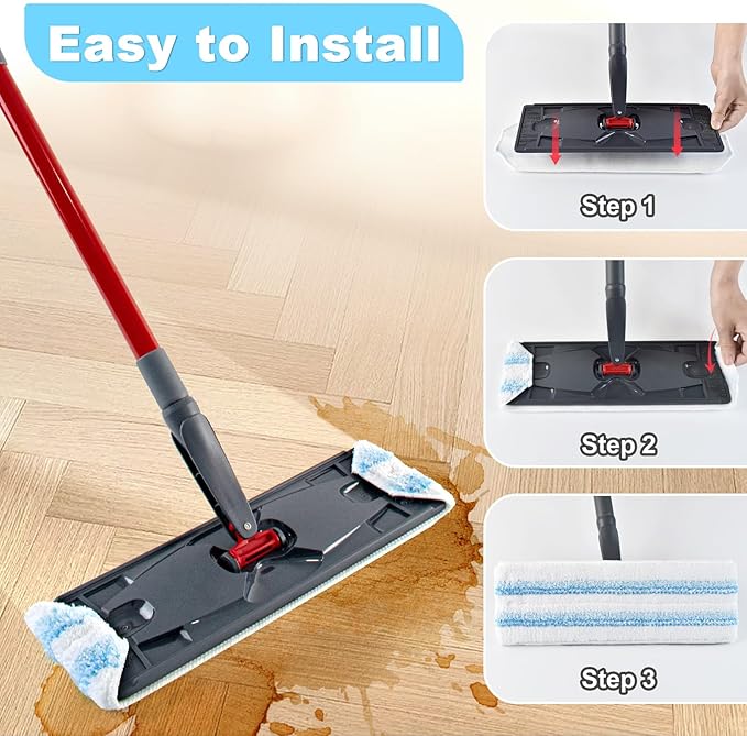 Mop Replacement Pads for OCedar H2prO Flat Mop System, 3 Pack Mop Pads for Ocedar H2prO Flat Mop, Microfiber Mop Heads Replacements for OCedar H2pro, Reusable Mop Refills Safe on Various Floors