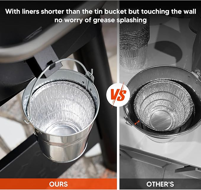 Stanbroil Grill Grease Bucket Replacement with 30-Pack Bucket Liners for Traeger 20/22/34 Series, Pit Boss, Camp Chef, Louisiana, etc Pellet Grill/Smoker, Silver