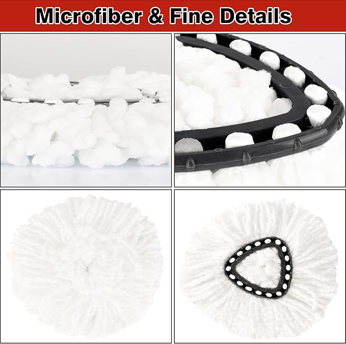 20 Pack White Spin Mop Replacement Heads, Mop Head Replacement 100% Microfiber, Deep Cleaning, Spin Mop Refill Replacement Head Compatible with 1-Tank System