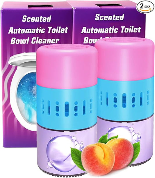 Automatic Scented Toilet Bowl Cleaner Bottle,2 pack, Long Lasting Bathroom Toilet Tank Cleaner Pods Tablets In Bottles With Powerful Cleaning (PINK 2 Pack)
