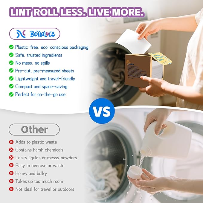 BellaLuce Laundry Detergent Sheets - Laundry Sheets, 400 Loads, Eco-Friendly, Plastic-Free, Lavender Scent, Space Saving, Fast Dissolve & Hypoallergenic