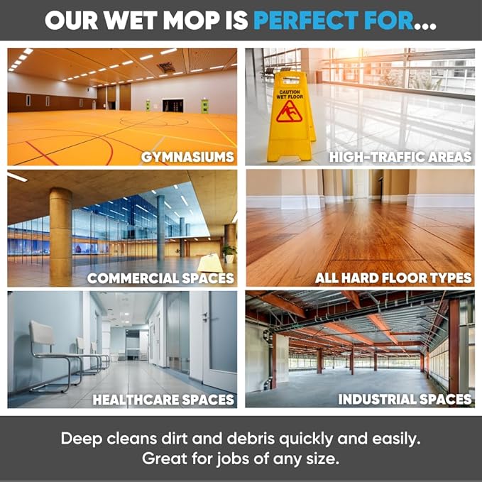 Microfiber Wholesale 24 inch Microfiber Mop Pads - Machine Washable, Reusable, Refills & Replacement Wet Mop Heads Compatible with Any Microfiber Flat Mop System (18 Pack)