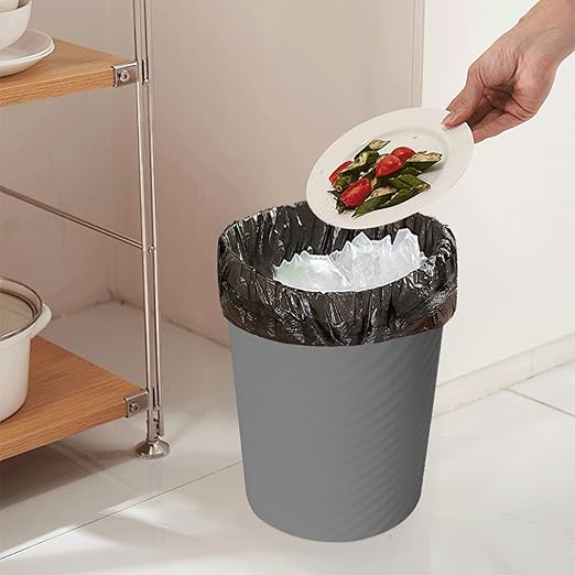 Small Trash Can - Plastic Waste basketbin for Office,Home,Bathroom,Kitchen - 1.8 Gallon - Grey
