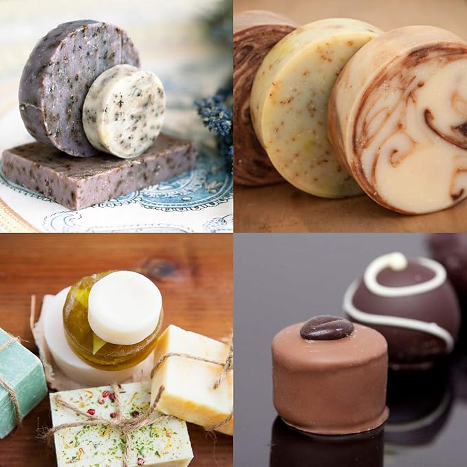 Sakolla 2 Pack Cylinder Silicone Soap Molds, 15 Cavity Mini Round Silicone Molds for Handmade Soap, Lotion Bars, Bath Bombs, Chocolate, Cake