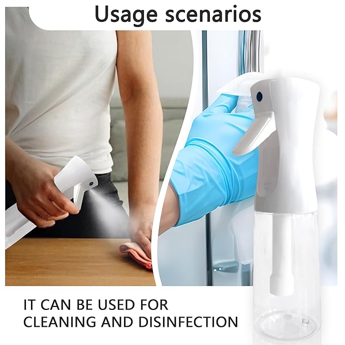 Spray Bottle for Hair Continuous Ultra Fine Mist 360° Multi Spray Bottle for Plants, Cleaning, Skin Care Leakproof & Durable 2 Pack