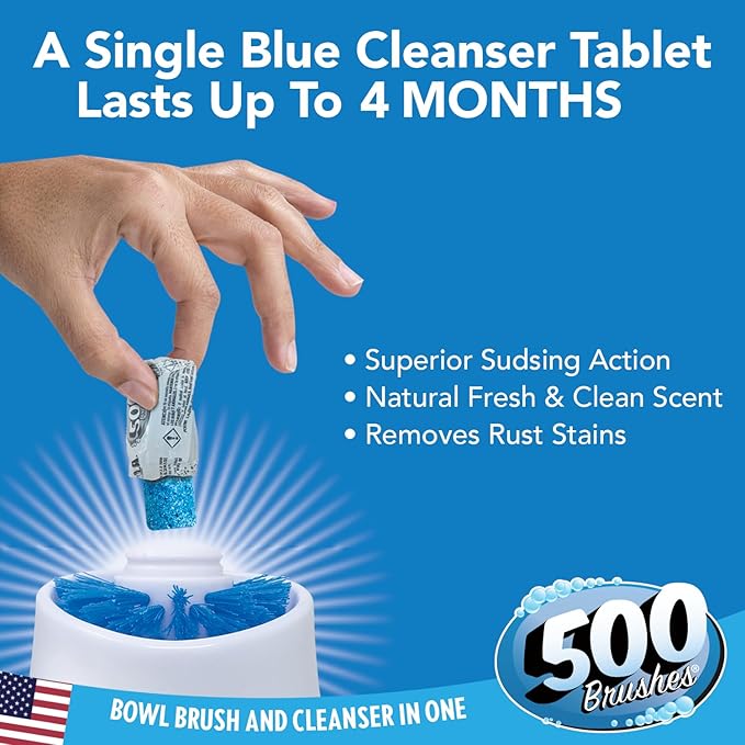 500 Brushes Blue Toilet Bowl Cleanser Tablet Refills, 9 Pack, Replacement Toilet Bowl Cleaner Tablets, Each Tablet Lasts Up to 4 Months