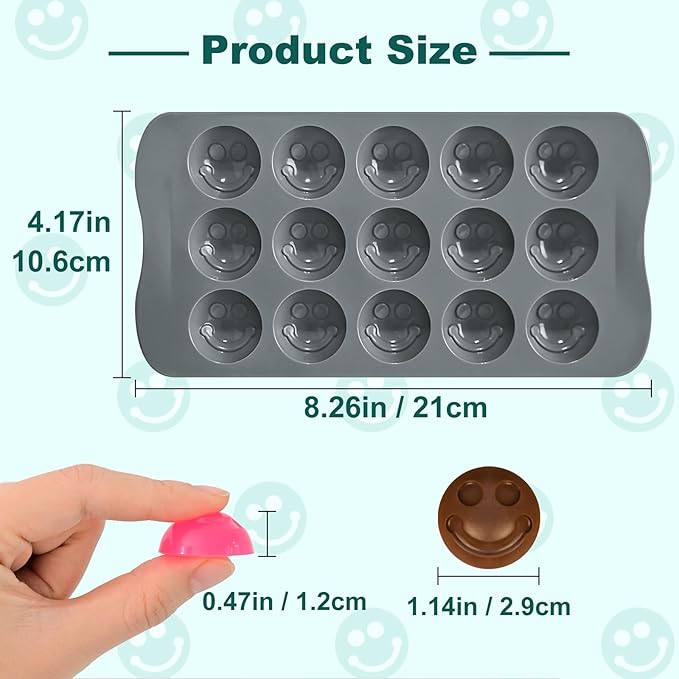4 Pcs Chocolate Candy Silicone Molds, 3D Cute Smiley Face Silicone Molds, Non-stick Emoticon Themed Baking Moulds for Homemade Treats Dessert Chocolate Bomb Jelly Candy Cute Ice Trays