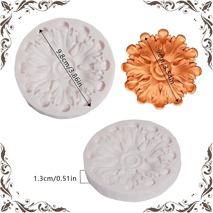 1 Pcs Baroque Fondant Chocolate Molds, European Relief Silicone Molds for Cake Decoration, Perfect for Making Candies, Cookies, UV Resin, Clay Projects, Plaster Crafts, Reusable