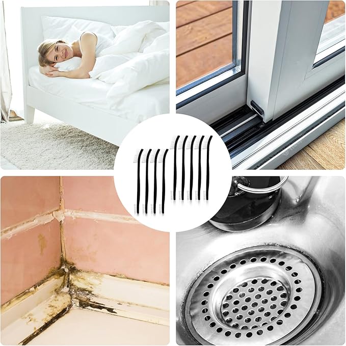 9Pcs Double-Ended Cleaning Brushes Set Nylon All Purpose Clean Brush Small Detailing Crevice Brush Mini Stiff Bristles Brushes for Kitchen Sink Bathroom Gaps Corner Small Space