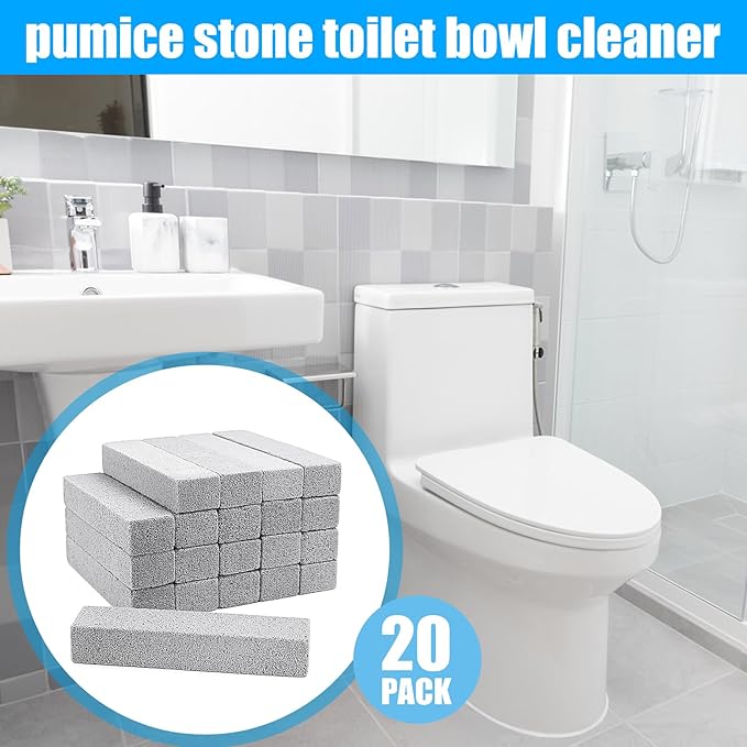 20 Pack Pumice Stone for Toilet Bowl Cleaning, Powerfully Cleans Hard Water Rings Stains, Toilets, Stoves, Bathtubs, Grills, Pools, Sinks (5.9 x 1.4 x 0.9 Inches)