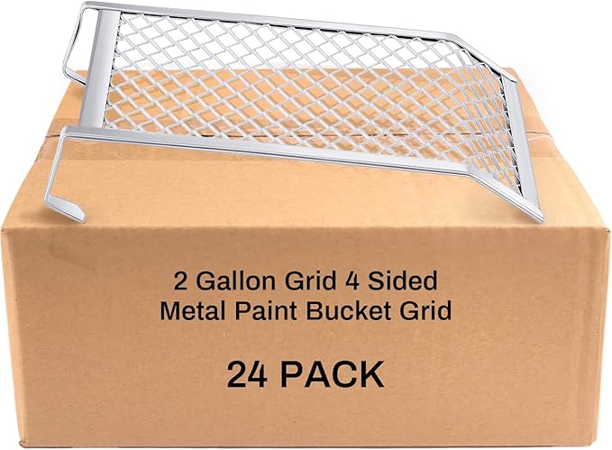 Landhoow 24 Pcs Paint Roller Grid for 2 Gallon Buckets, Paint Screen Strainer 4 Sided Metal Bucket Grid, Silver