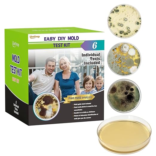 Mold Test Kit for Home Within 6 Individual Tests,DIY Detector at Home,Surface Mold,HVAC,Indoor Air Quality Testing Kits,Black Mold Testing,Includes Detailed Mold Identification Guide and Free Lab