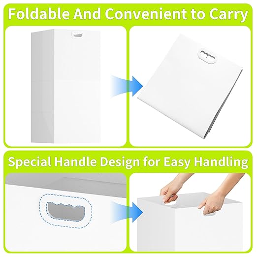 13 Gallon Disposable Trash Cans for Parties, 4 Pack Extra Large Portable Trash Can White Pop Up Trash Cans Bin, Recycle Collapsible Garbage Can Bins for Party Kitchen Camping Trash Can
