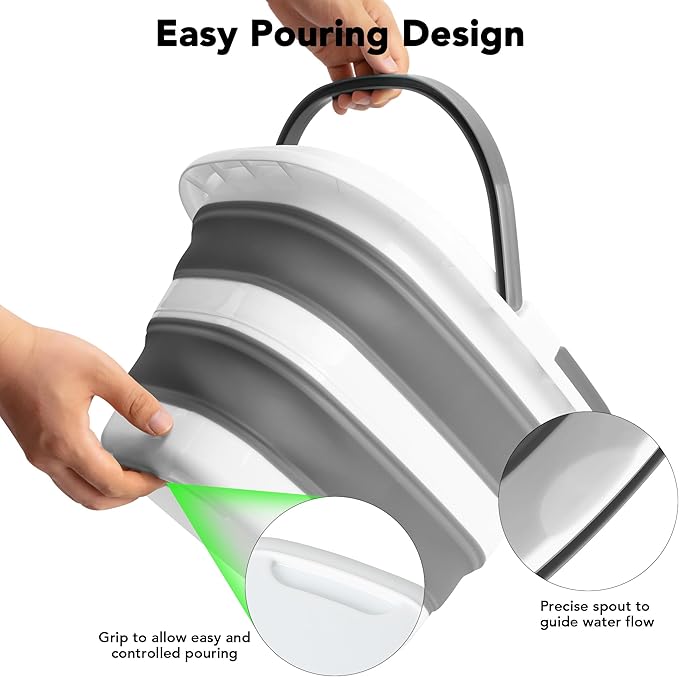 2 Pack Collapsible Mop Bucket, 16L(4.2 Gal) Plastic Bucket for House Cleaning, Car Washing, Silicone Cleaning Supplier Organizer, Portable Basket with Handle for Laundry Storage, RV Camping, Fishing