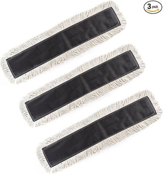 Matthew Cleaning 36'' High Strength Disposable Dust Mop Cotton Cut-end Yarn Mop Replacement Heads for Residential & Commercial Fit Standard Dust Mop Frames, Hardwood, Laminate, Concrete Floors 3Pack