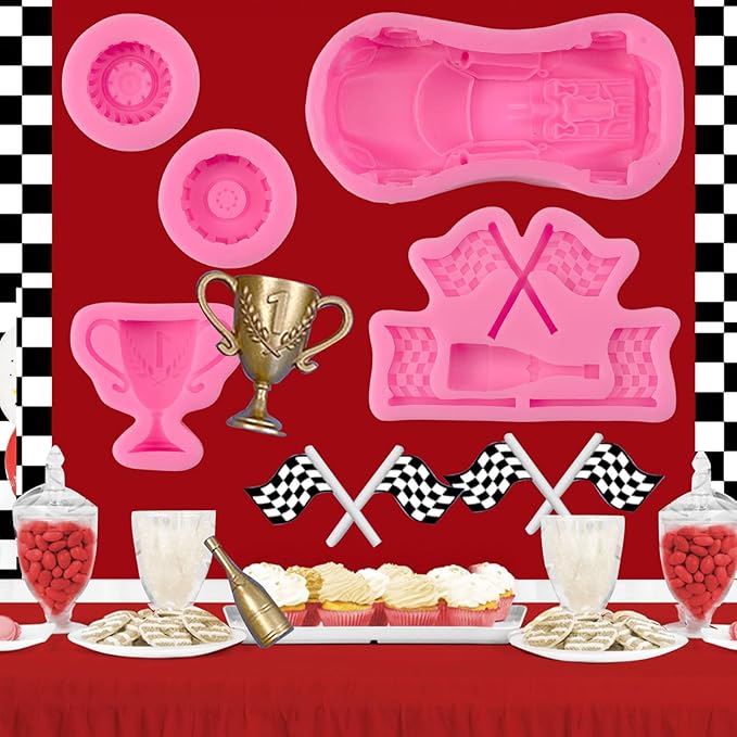 Race Car Silicone Molds - 3D Round Tire Fondant Mold, Truck Wheel Shape, Cake Decorating, Chocolate, DIY Polymer Clay, Gummy, Crafting Projects, Cupcake Topper Decor