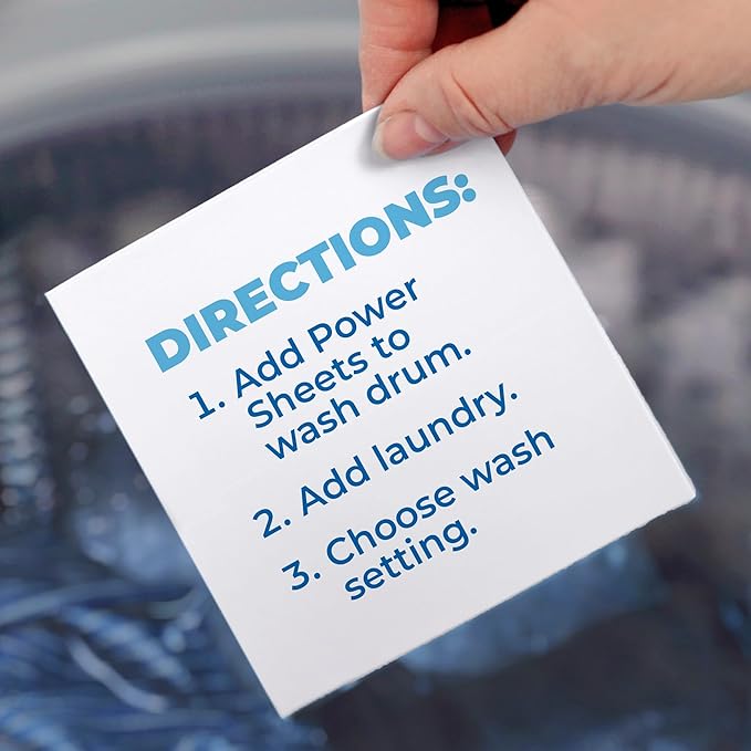 ARM & HAMMER Power Sheets Laundry Detergent, Fragrance Free, Dermatologist Tested Concentrated Laundry Detergent Sheets, 50 Count, up to 100 Small Loads