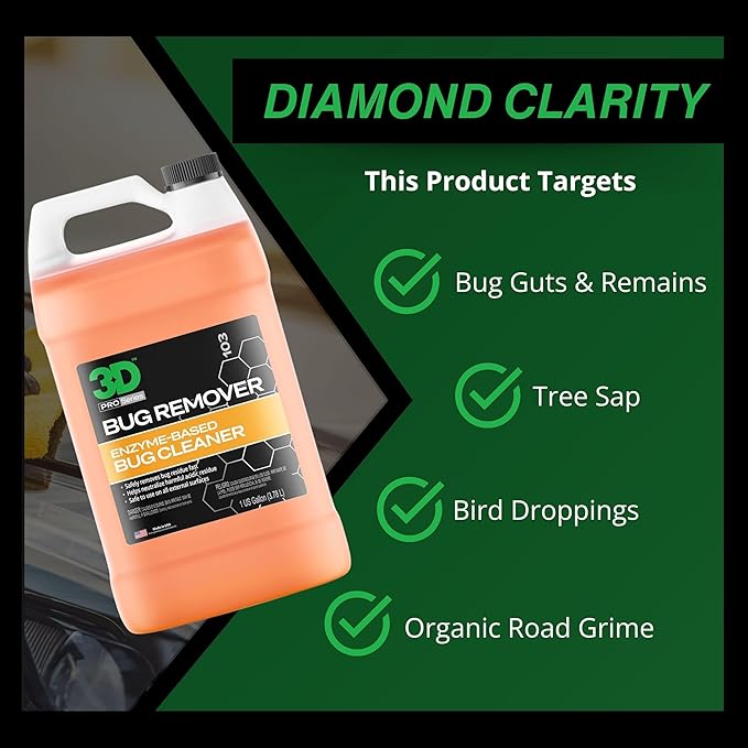 3D Bug Remover - All Purpose Exterior Cleaner & Degreaser to Wipe Away Bugs on Plastic, Rubber, Metal, Chrome, Aluminum, Windows & Mirrors, Suitable for use on Car Paint, Wax & Clear Coat (Gallon)