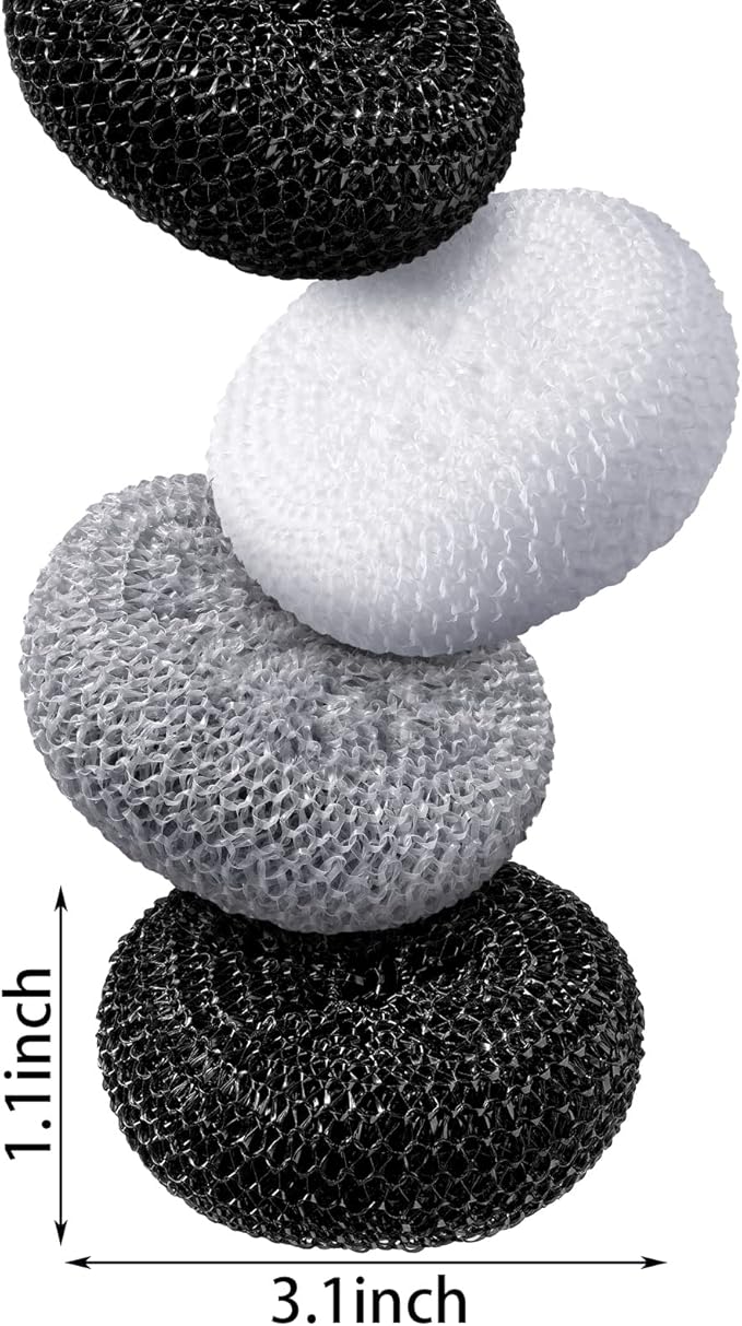 Blulu Plastic Dish Scrubbers for Dishes Pot Round Nylon Pad, Mesh Scouring Non Scratch Pads(Simple Colors,15 Pcs)