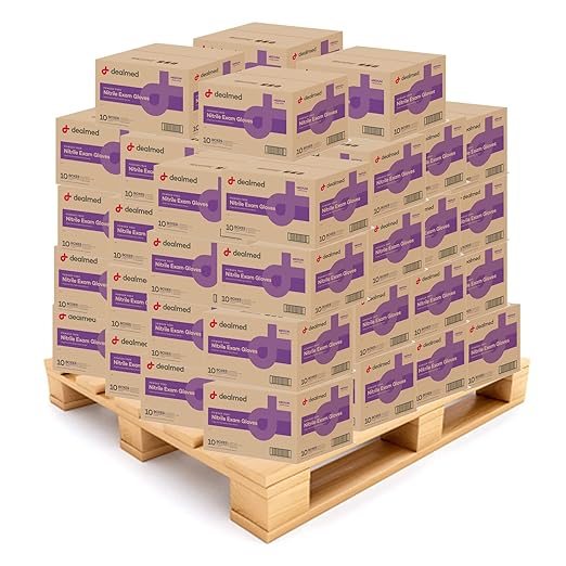 Dealmed Nitrile Gloves – Pallet of Size Medium Disposable Nitrile Gloves, Non-Irritating Latex Free, Multi-Purpose Use for a First Aid Kit and More (84 Cases)