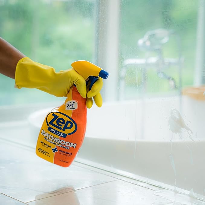 Zep Plus Bathroom Foaming Cleaner - 32 OZ (Case of 12) - R54012 - Keep Your Bathroom Clean + Protect From Future Soap Scum Buildup