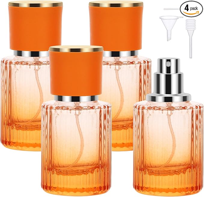Segbeauty 1oz Perfume Spray Bottle, 30ml Glass Refillable Travel Bottles, 4pcs Empty Atomizer Spray Bottle Cologne Atomizer for Men, Fine Mist Fragrance Bottles for Dispensing Perfume with Tool