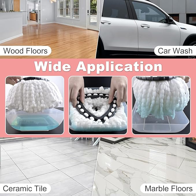 6PCS Mop Heads Replacements for OCedar,3 Microfiber+3 Chenille Spin Mop Refill Replace Head for O Cedar, Dry and Wet for Cleaning All Hard-surfaced Floors