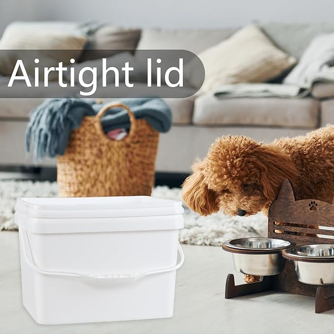 4 Packs Plastic Food Storage Bucket with Lid, 5 Gallon Airtight Plastic Buckets with Handles, White