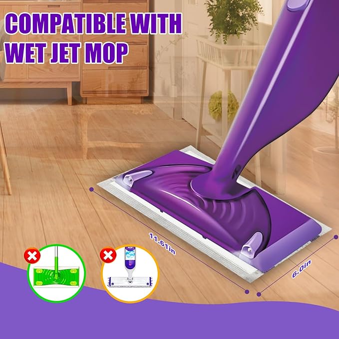 20 Count Disposable Mop Pads Refills for Wet Jet Spray Mops, Wet Jet Mopping Pads for All Purpose Multi Surface Hardwood Floor Cleaning, 4 Layers Thickened and Super Absorbent.