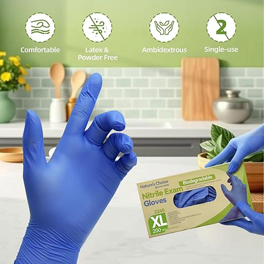 Jointown Biodegradable Nitrile Exam Gloves, Disposable Medical Surgical Gloves, Violet Blue Nitrile Glove, Latex Free, Food Safe, 2000 Count, XSmall