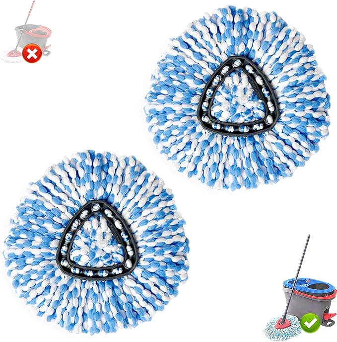 2 Pack Spin Mop Replacement Head, Only Fit for RinseClean 2-Tank System, Microfiber Spin Mop Refill Head Replacement Easy Wring Mop,Spinning Mop Replace Head for Floor Cleaning