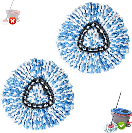 2 Pack Spin Mop Replacement Head, Only Fit for RinseClean 2-Tank System, Microfiber Spin Mop Refill Head Replacement Easy Wring Mop,Spinning Mop Replace Head for Floor Cleaning