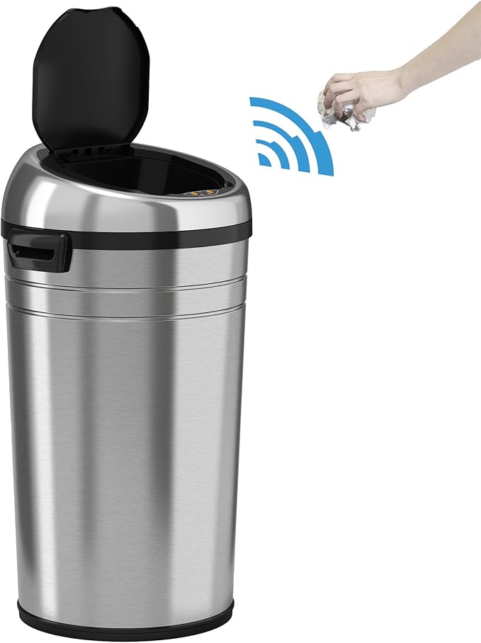 iTouchless 23 Gallon Touchless Sensor Trash Can with Odor Control System & Wheels, 87 Liter Commercial Size Automatic Garbage Bin, Brushed Stainless Steel