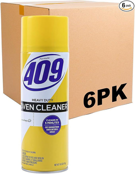 409 Heavy Duty Spray-On Oven Cleaner | Cuts Through Grease & Grime on Contact | A Powerful Clean You Can Trust | Lemon Scent, 14.5 Ounces - 6 Pack Spray Cans Heavy Duty Oven Cleaner