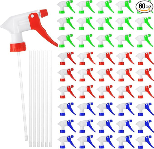 60Pcs Spray Bottle Nozzle Replacement, Spray Nozzle For Bottles, Spray Bottle Tops Replacement, Leak Proof, Mist & Stream Spray, Fit Standard 28/400 Neck 8oz, 16oz, 32oz Bottles for Clean