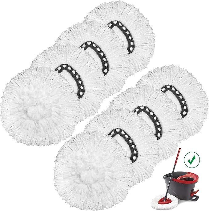 8 Pack Mop Head Replacement Compatible with O Cedar Mop Replace Head EasyWring 1-Tank, Microfiber Spin Mops Refills, Easy Cleaning