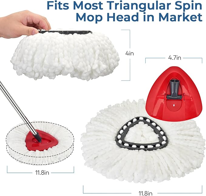 Matthew Cleaning 6Pack White Microfiber Spin Mop Replacement Head Compatible with EasyWring Spin Mop Replace Head-EasyWring High Absorbency,Machine Washable,Microfiber Spin Mop Refills