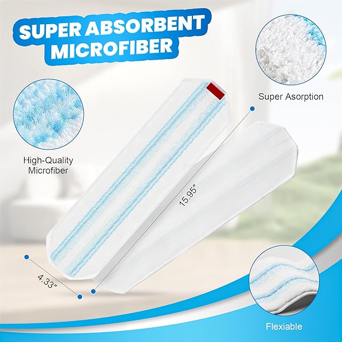 3 Pack Replacement Mop Pads for O-Cedar H2prO Flat Mop System, Machine Washable Microfiber Pads Refills