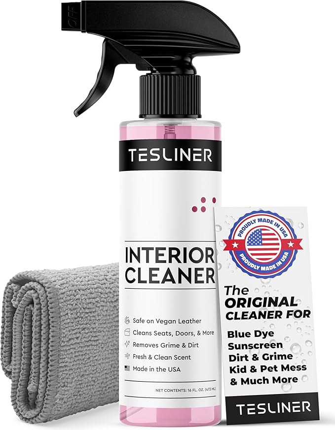 Tesla Seat Cleaner & Stain Remover - Interior Cleaner, Safe on Black & White Vegan Leather, Interior Cleaning Products for Seats, Dash, Console | Tesla Model 3 Y S X Juniper Accessories 2025 & 2026