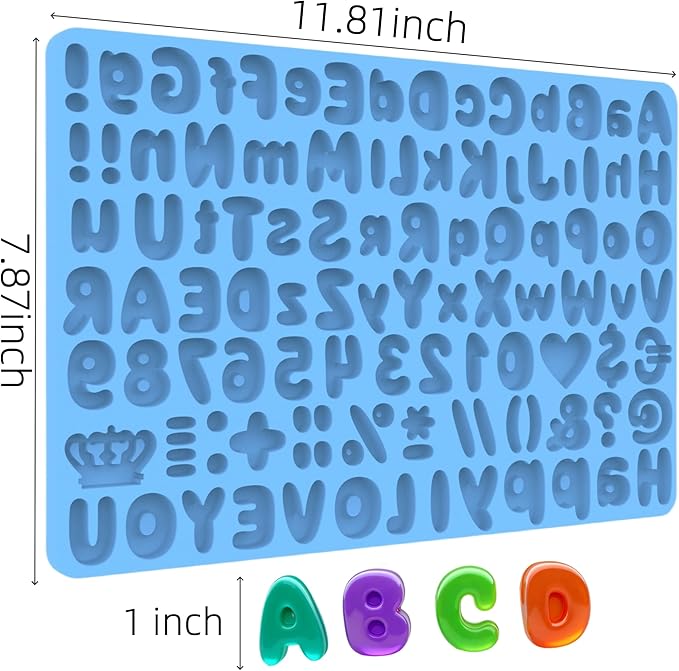 Letter Chocolate Silicone Molds, Number Candy Molds for Cake Decorations, Gummy Bear Mold Silicone with Scraper (letter number molds 002)