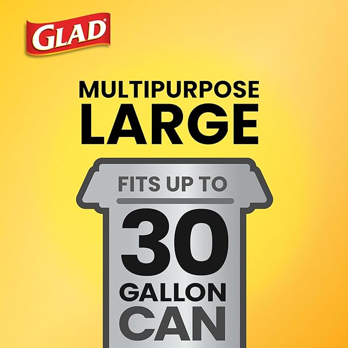 Glad Trash Bags, Strong Quick-Tie Large Garbage Bags - 30 Gallon - 21 Count (Package May Vary)