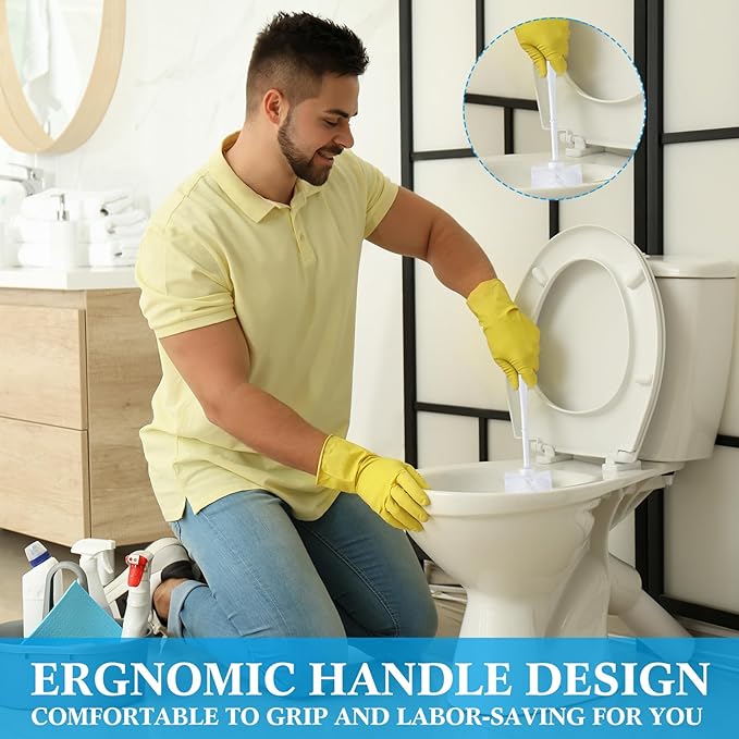 Roshtia 12 Sets Toilet Brush and Holder Set for Bathroom Toilet Bowl Brush Scrubber with Caddy for Deep Cleaning, 14.57 Height (White)