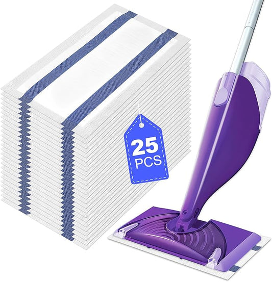 25 Count Disposable Mop Pads Compatible with Swiffer WetJet Hardwood Floor Spray Mop, Mopping Pads Compatible with Swiffer All-in-One Mopping Cleaner Starter Kit