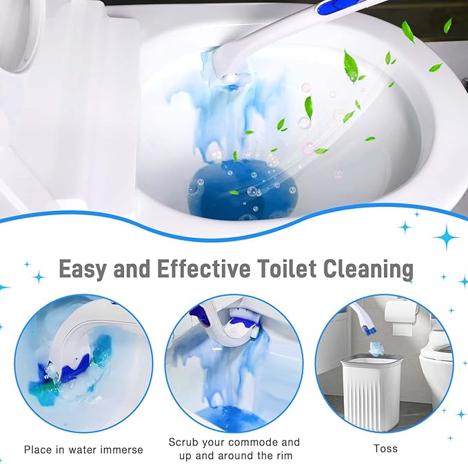 Toilet Cleaner Refill Pads Ocean Scent Enhanced Odor Control 72 Count Toilet Scrubber Refill Clean Stains Disposable Toilet Brush Refill for Toilet and Bathroom