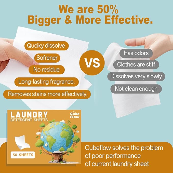 Linen Scented Laundry Detergent Sheets | 100 Loads | Natural Freshness & Deep Cleaning | Liquidless, Pre-Measured Eco Sheets | Plastic-Free, Hypoallergenic & Travel Friendly