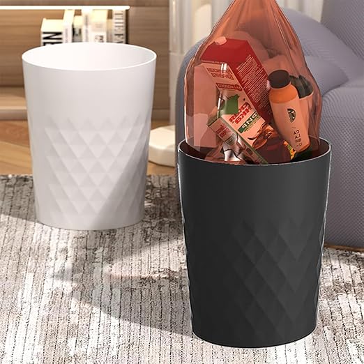Small Bathroom Trash Can 2 Pack 1.8 Gallon Garbage Can Waste Basket Recycling Bin for Dorms Bedrooms Offices Kitchens, Black White
