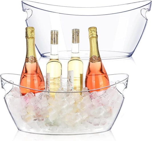 Ice Buckets for Parties, 2pcs Acrylic Champagne Beverage, Drinks Buckets Tub for Cocktail Bar, 5.5L Ice Bucket for Christmas Party(16.5 * 7.3 * 6.8inch)