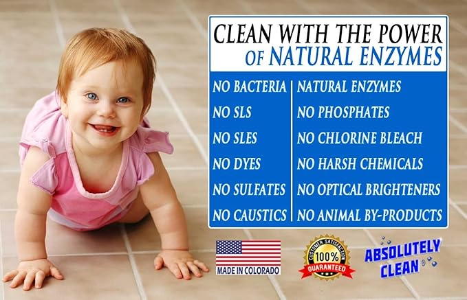 Absolutely Clean FAST GROUT CLEANER! - Professional Strength, Natural Enzyme Formula - Fast Acting, Fume Free - USA Made (128oz Cleans Up To 2,000 sq ft)
