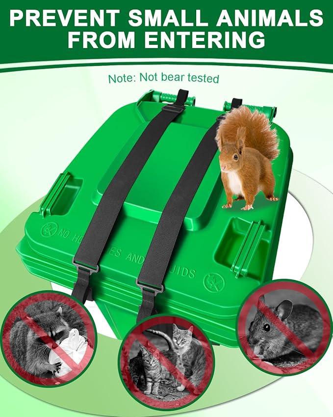 2 PCS Adjustable Double Claw Trash Can Lock Strap to Prevent Raccoons, Dogs, Mice and Other Small Animals From Rummaging, Garbage Can Lid Lock Keeps Lid Securely in Place in Strong Winds