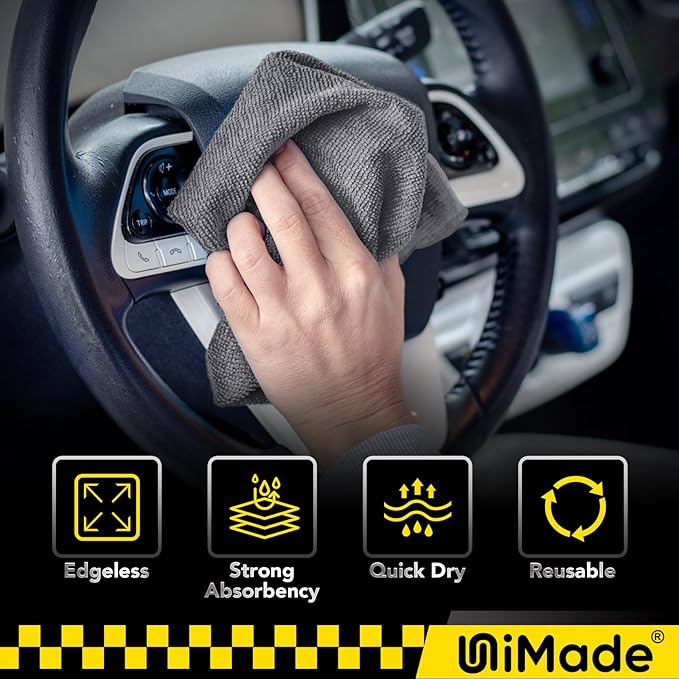 Microfiber Cleaning Cloth, 100 Pack Microfiber Towels for Cars Commercial Grade Work Rags Bulk Detailing Cloth for Automotive Bar Mechanic Restaurant Garage Housekeeping, 11.5"x 11.5", Grey